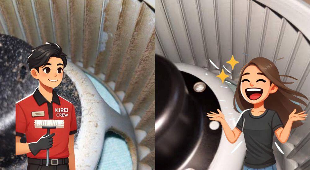 東京都足立区で行ったレンジフードと換気扇のクリーニングの成功例。プロが頑固な油汚れを丁寧に取り除き、キッチンが清潔で快適な空間に。口コミやお客様の声で高評価をいただいた作業風景。