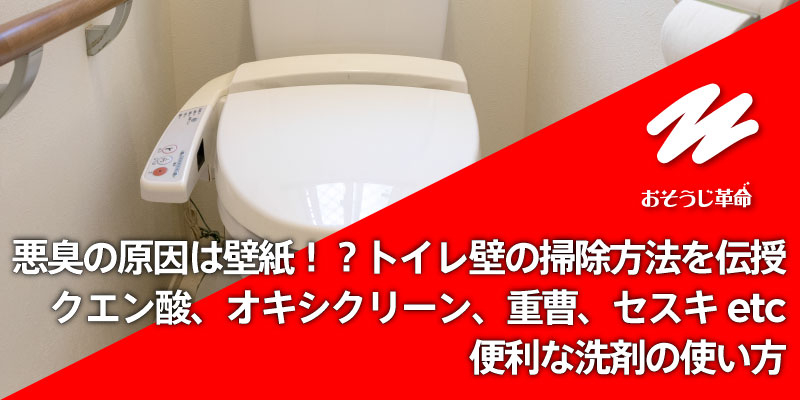 悪臭の原因は壁紙！？トイレ壁の掃除方法を伝授｜クエン酸、オキシクリーン、重曹、セスキetc 便利な洗剤の使い方