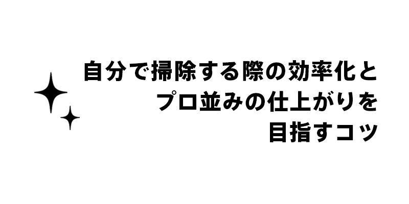 自分で掃除する際の効率化とプロ並みの仕上がりを目指すコツ