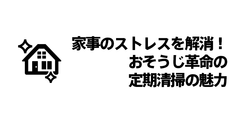 家事のストレスを解消！ おそうじ革命の定期清掃の魅力