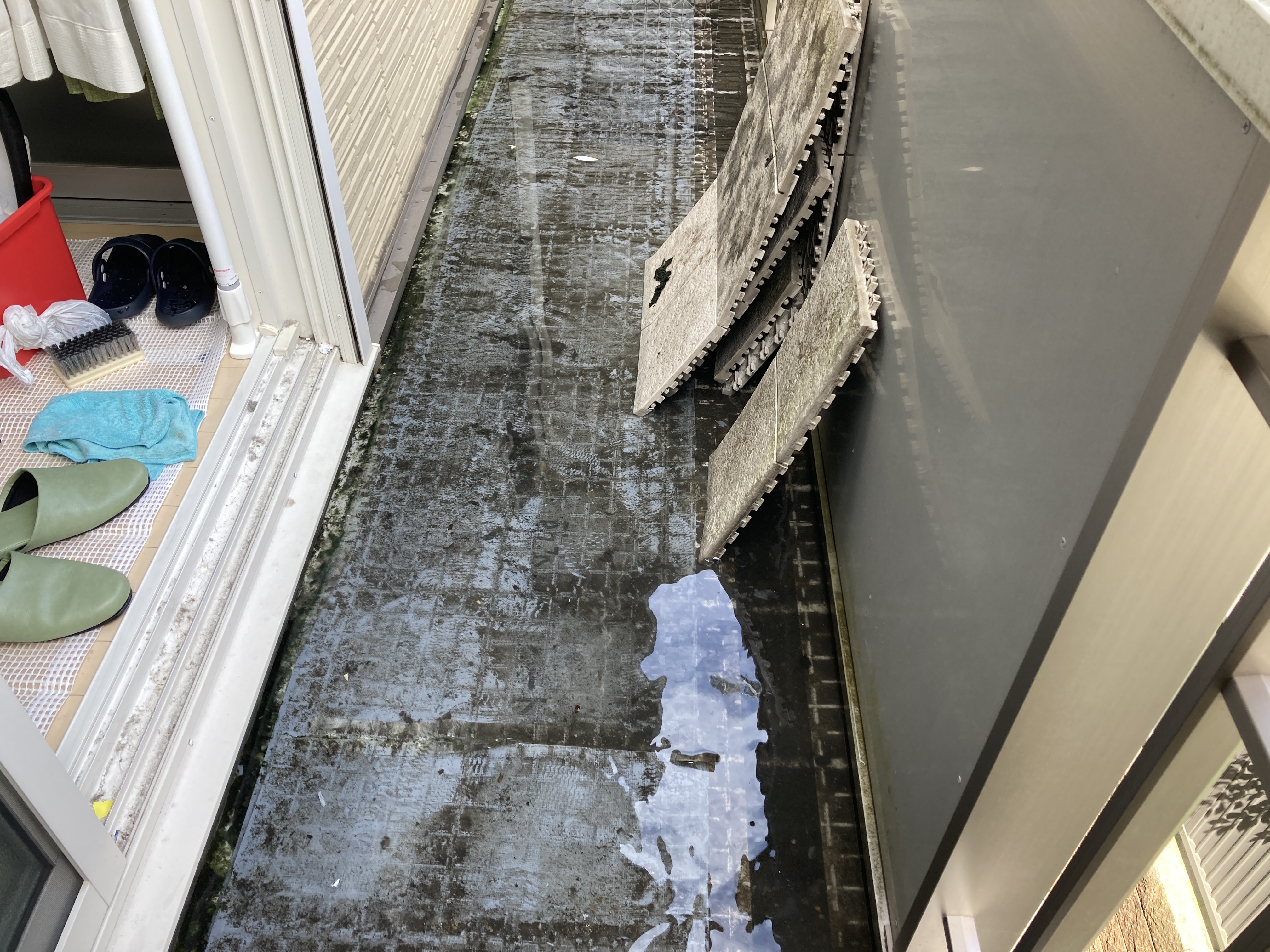 京都府京都市北区衣笠東御所ノ内町のベランダ・バルコニークリーニングの作業前1