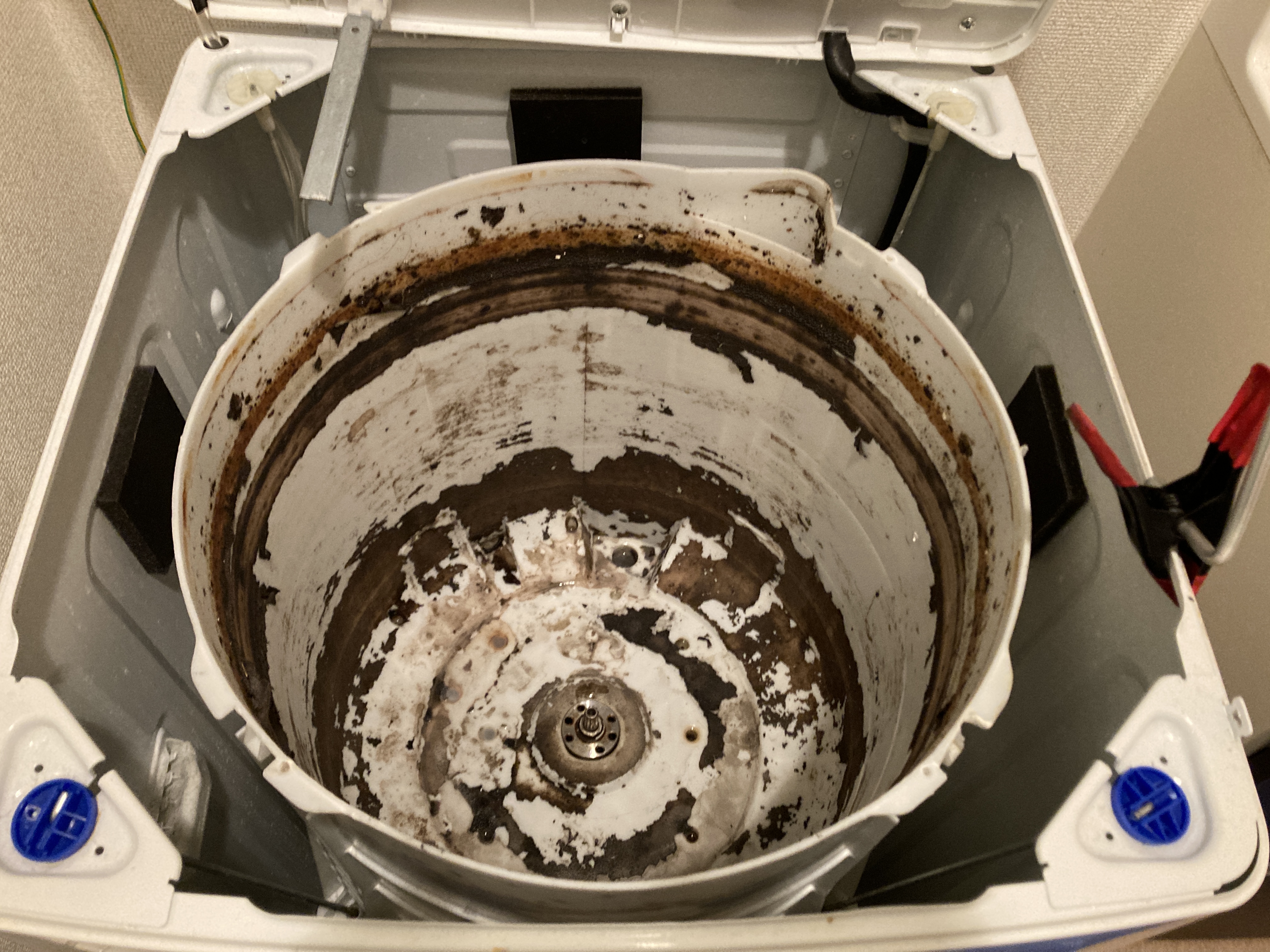 京都府京都市南区上鳥羽大柳町の洗濯機分解クリーニングの作業前2