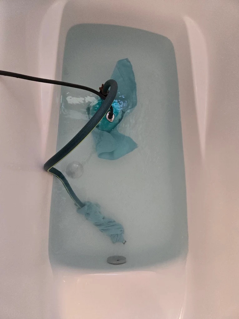 宮城県仙台市泉区加茂の追い焚き配管除菌洗浄の作業前1