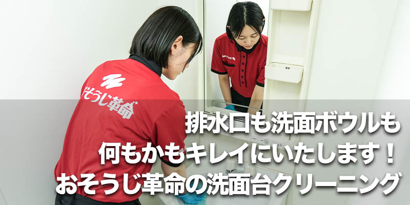 排水口も洗面ボウルも何もかもキレイにいたします!おそうじ革命の洗面台クリーニング